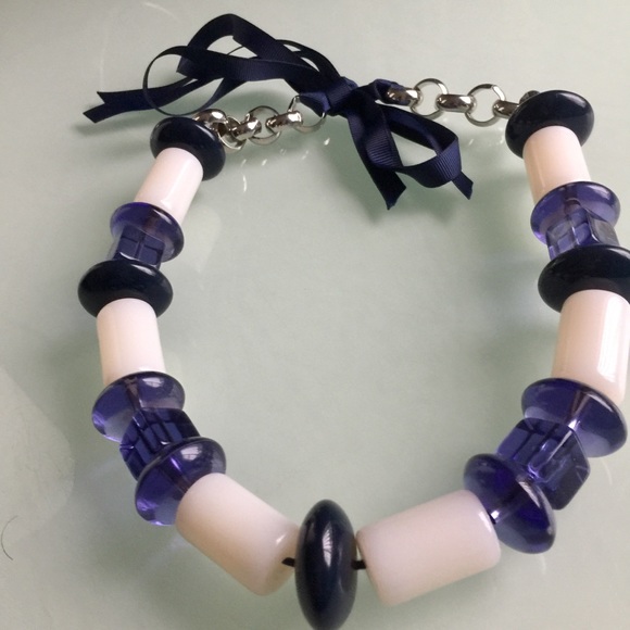 MISSONI VINTAGE GLASS BEAD AND RIBBON NECKLACE - Picture 2 of 3